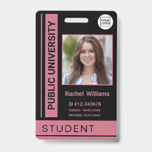 Badge Carte d'identité scolaire universitaire rose pouss