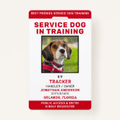 Badge Carte d'identité Service Dog In Training Photo per (Devant)