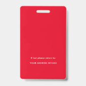 Badge Carte d'identité simple d'employé Nom Logo Rouge (Arrière)
