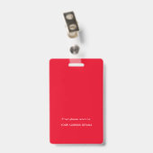 Badge Carte d'identité simple d'employé Nom Logo Rouge (Arrière avec clip)