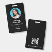 Badge Carte d'identité simple moderne noir blanc Photo p (Avant & arrière)