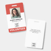 Badge Carte d'identité simple pour bénévole (Avant & arrière)