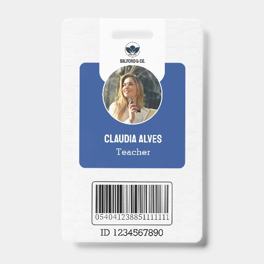 Badge Carte d'identité simple pour enseignant | Carte d' (Avant)