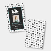 Badge Carte d'identité Turquoise empreinte de patte noir (Avant & arrière)