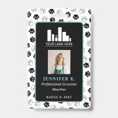 Badge Carte d'identité Turquoise empreinte de patte noir (Avant)