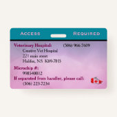 Badge Carte d'identité turquoise/violette pour chien ser (Dos)