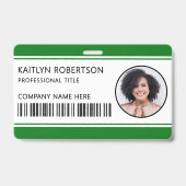Badge Carte d'identité verte avec logo moderne et code-b (Avant)