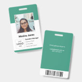 Badge Carte d'identité verte de l'employé (Avant & arrière)