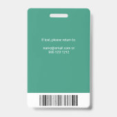 Badge Carte d'identité verte de l'employé (Arrière)