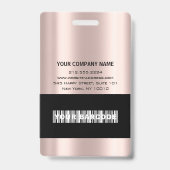 Badge Carte d'identité VIP Rose Gold Verticale avec Nom (Arrière)