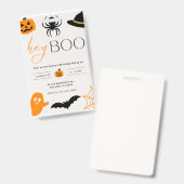 Badge carte d'invitation boo soirée halloween (Avant & arrière)