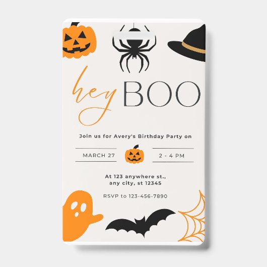 Badge carte d'invitation boo soirée halloween (Avant)