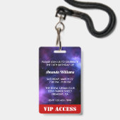 Badge Carte d'invitation pour une fête d'anniversaire Sw (Arrière avec lanière)