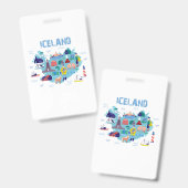 Badge carte d'Islande (Avant & arrière)