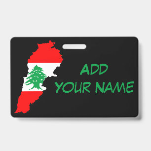Badge Carte du Liban avec drapeau