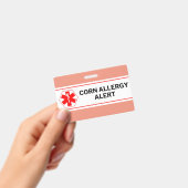 Badge Carte d'urgence d'alerte d'allergie au maïs (Manuel / portable)