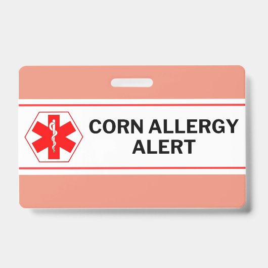 Badge Carte d'urgence d'alerte d'allergie au maïs (Avant)