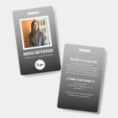 Badge Carte employé à dégradé gris (Avant & arrière)