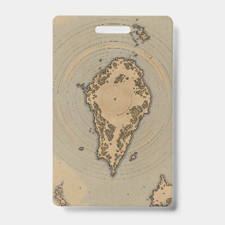 Badge Carte Fantastique Antique de l'Île de Style Vintag