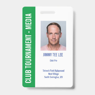 Badge Carte média de sécurité du tournoi de golf