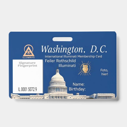 Badge Carte officielle de membre des Illuminati (Avant)