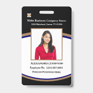 Badge Carte personnalisée Logo Code barre employé modern