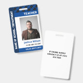 Badge Carte photo bleue Carte d'identité École Enseignan (Avant & arrière)