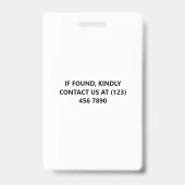 Badge Carte photo bleue Carte d'identité École Enseignan (Arrière)