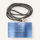 Badge Carte photo de la société Metallic Blue moderne (Derrière avec lanière)