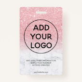 Badge Carte photo de l'employé du logo en marbre rose ch (Dos)