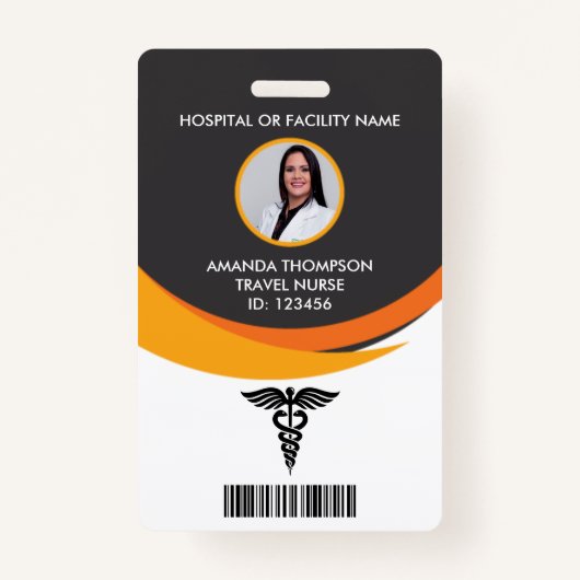Badge Carte photo de l'infirmière de conception graphiqu (Devant)