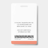 Badge Carte photo Employé Personnalisé, Logo, Code-Barre (Arrière)