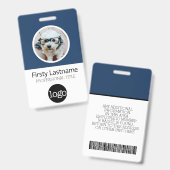 Badge Carte photo personnalisée avec code-barres employé (Avant & arrière)