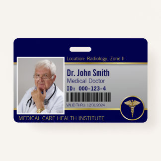 Badge Carte photo professionnelle Médicale Caduceus Gold