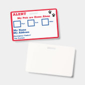 Badge Carte Portefeuille d'alerte pour animaux  (Front & Back)