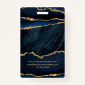 Badge Carte professionnelle Navy Blue Gold Agate (Dos)