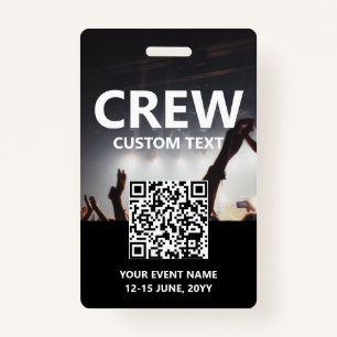 Badge Carte Qr Code Crew Access Pass Insigne d'événement