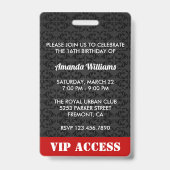 Badge Carte rouge d'identification d'invitation de fête (Arrière)