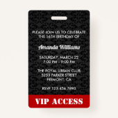 Badge Carte rouge d'identification d'invitation de fête (Dos)