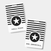 Badge Carte Striped Chic Star Hall pour enseignants (Avant & arrière)