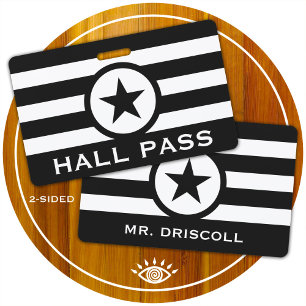 Badge Carte Striped Chic Star Hall pour enseignants