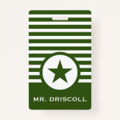 Badge Carte Striped Chic Star Hall pour enseignants (Dos)
