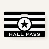 Badge Carte Striped Chic Star Hall pour enseignants (Devant)