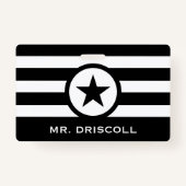 Badge Carte Striped Chic Star Hall pour enseignants (Dos)
