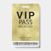 Badge Carte VIP All Access, événement Code-barres Logo G (Face)