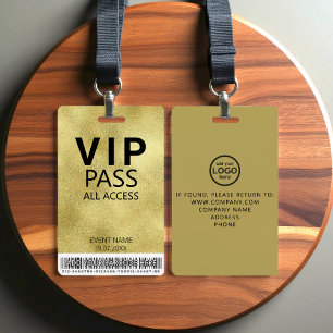 Badge Carte VIP All Access, événement Code-barres Logo G