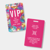 Badge Carte VIP All Access Pass QR Code Disco Ball (Avant & arrière)