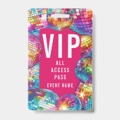 Badge Carte VIP All Access Pass QR Code Disco Ball (Avant)