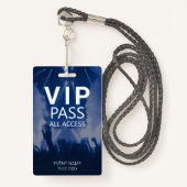Badge Carte VIP All Access QR Code, événement Bleu (Devant avec lanière)
