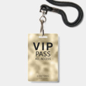 Badge Carte VIP All Access QR Code Event Gold Foil (Front with Lanyard)